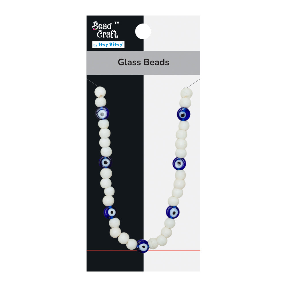 Glass Beads White And Evil Eye Assorted Size1 String