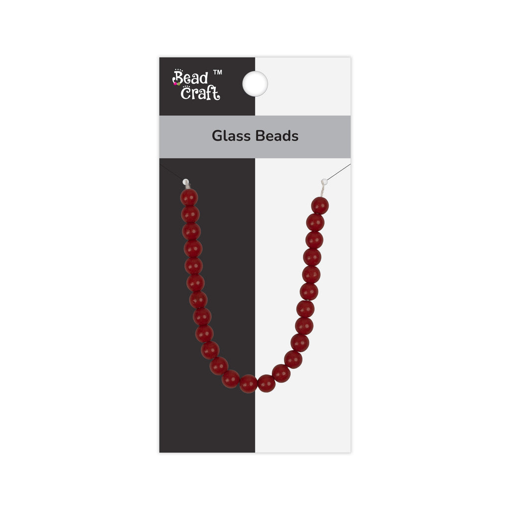 Glass Beads Round Ruby Red Approx 7.70mm 1 String