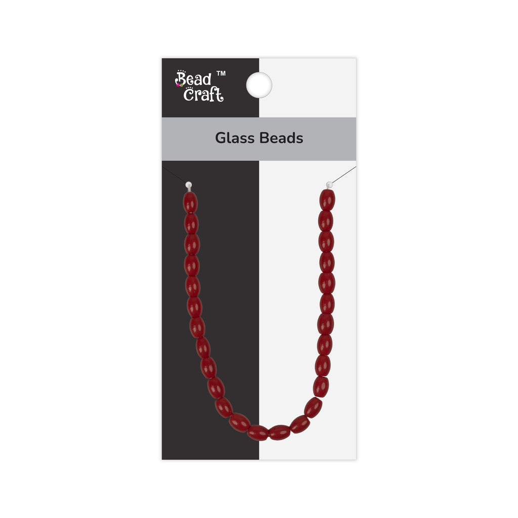 Glass Beads Oval Ruby Red Approx 5.96mm 1 String