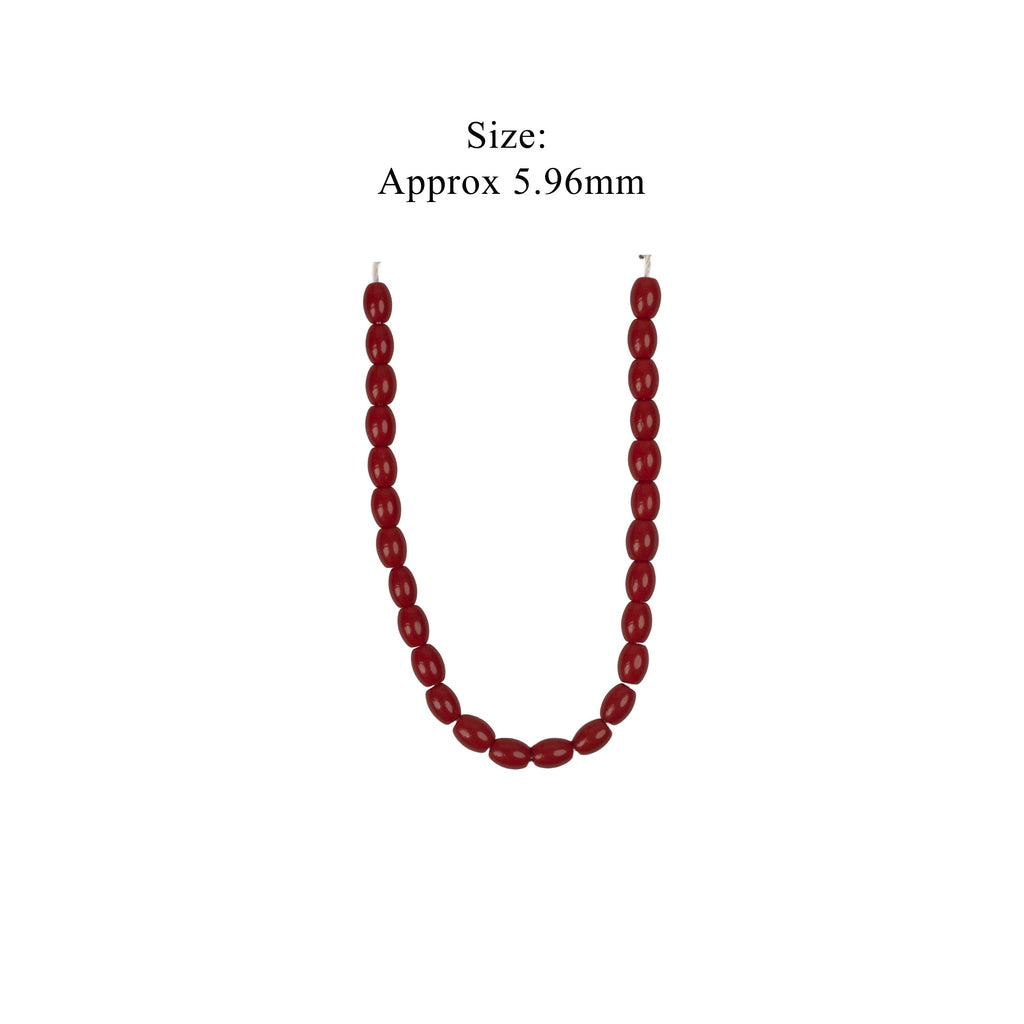 Glass Beads Oval Ruby Red Approx 5.96mm 1 String