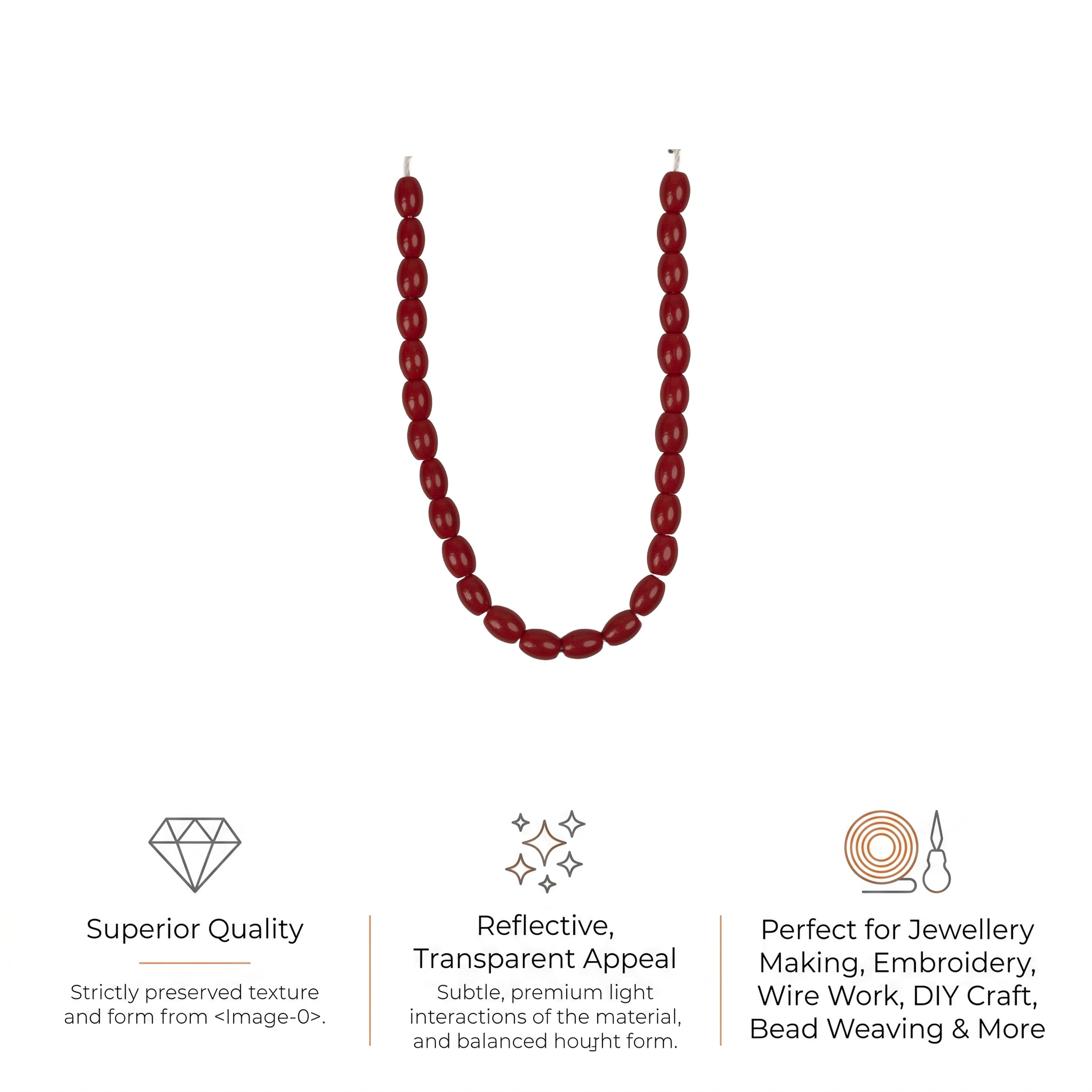 Glass Beads Oval Ruby Red Approx 5.96mm 1 String