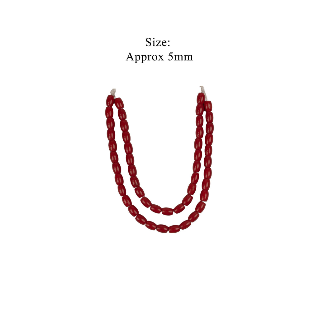 Glass Beads Oval Ruby Red Approx 5.80mm 1 String