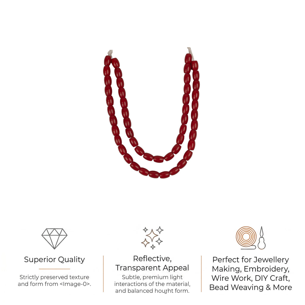 Glass Beads Oval Ruby Red Approx 5.80mm 1 String