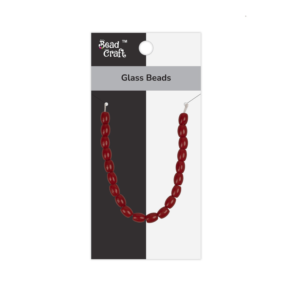 Glass Beads Oval Ruby Red Approx 7.41mm 1 String