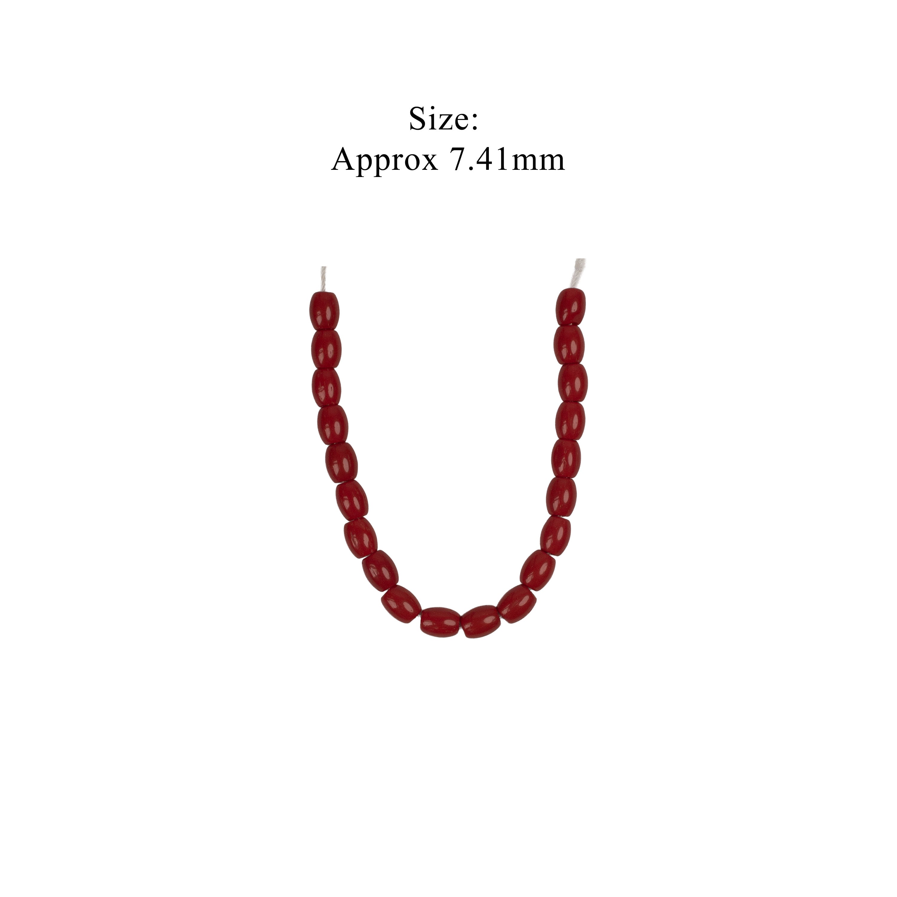 Glass Beads Oval Ruby Red Approx 7.41mm 1 String