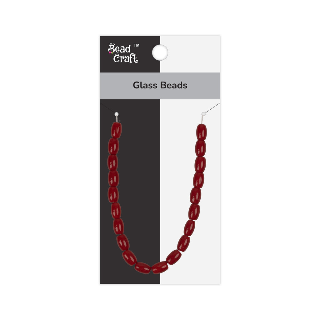 Glass Beads Oval Ruby Red Approx 8.19mm 1 String