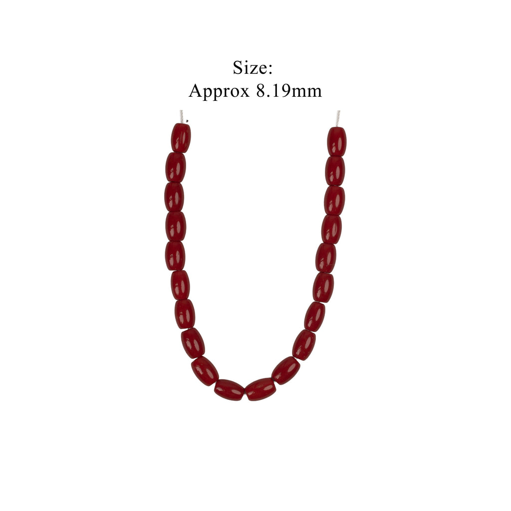 Glass Beads Oval Ruby Red Approx 8.19mm 1 String