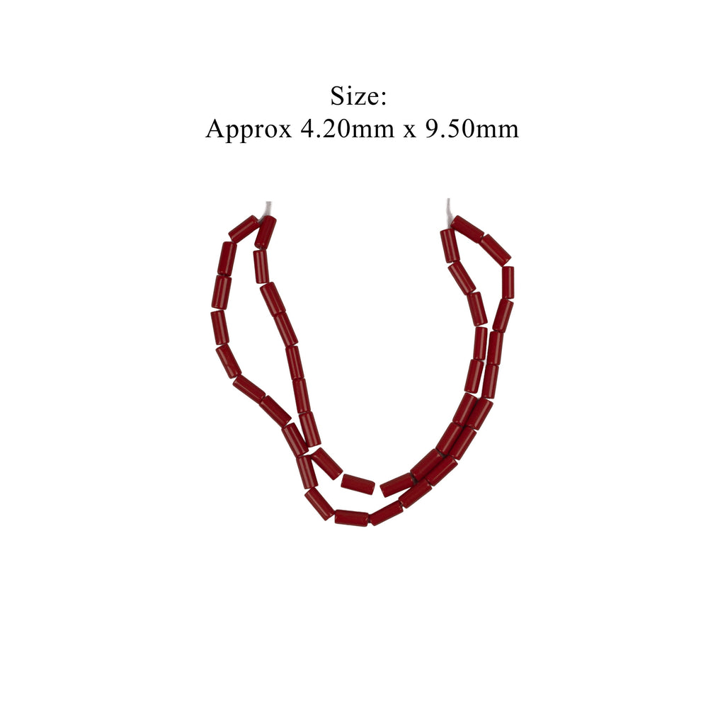 Glass Beads Tube Ruby Red Approx 4.20X9.50mm 1 String