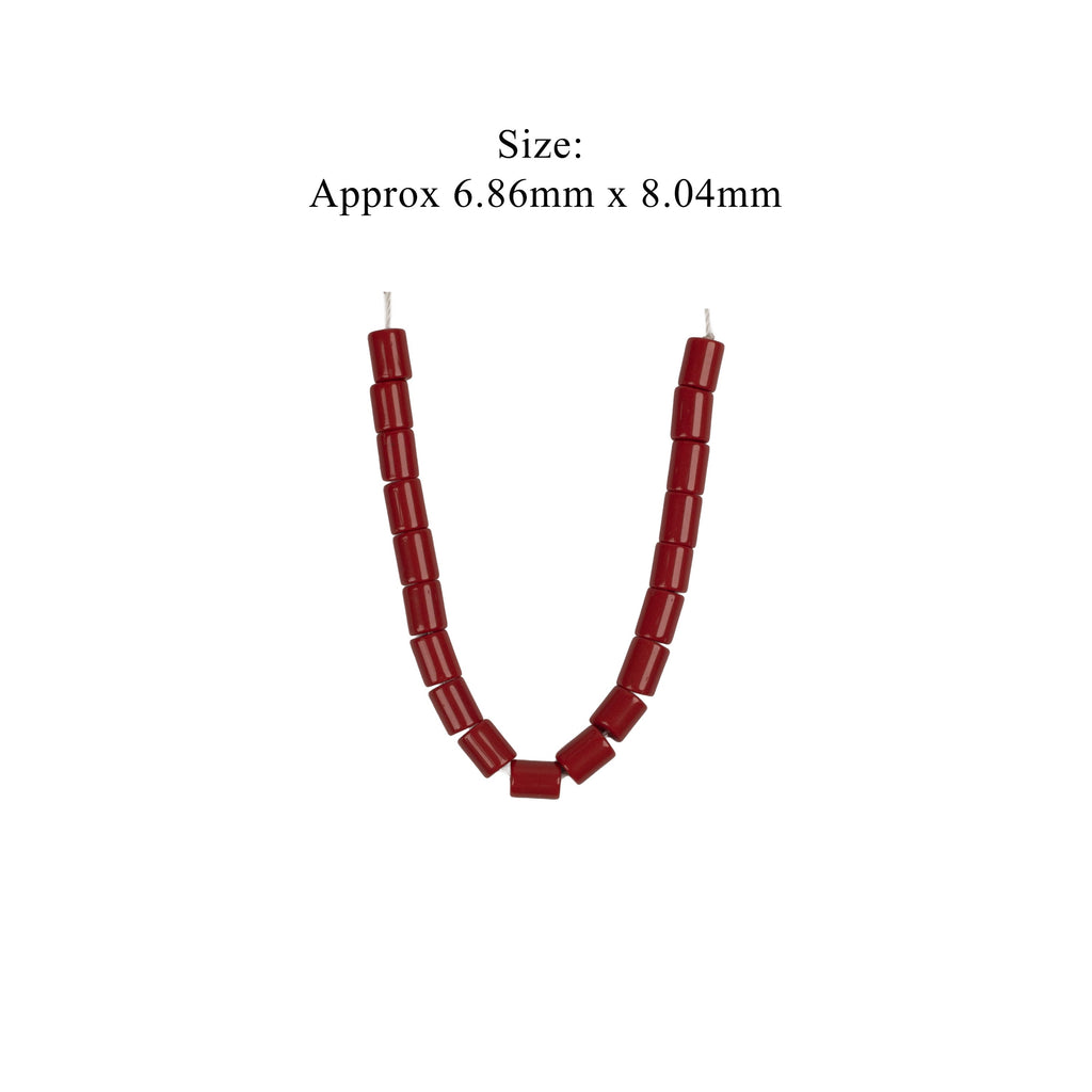 Glass Beads Tube Ruby Red Approx 6.86X8.04mm 1 String