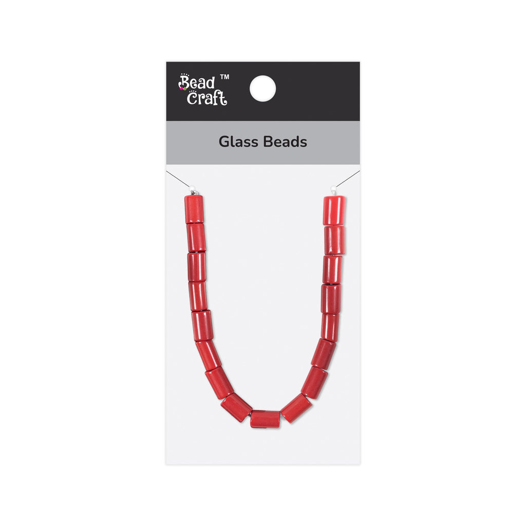 Glass Beads Tube Ruby Red Approx 7.95X12.83mm 1 String