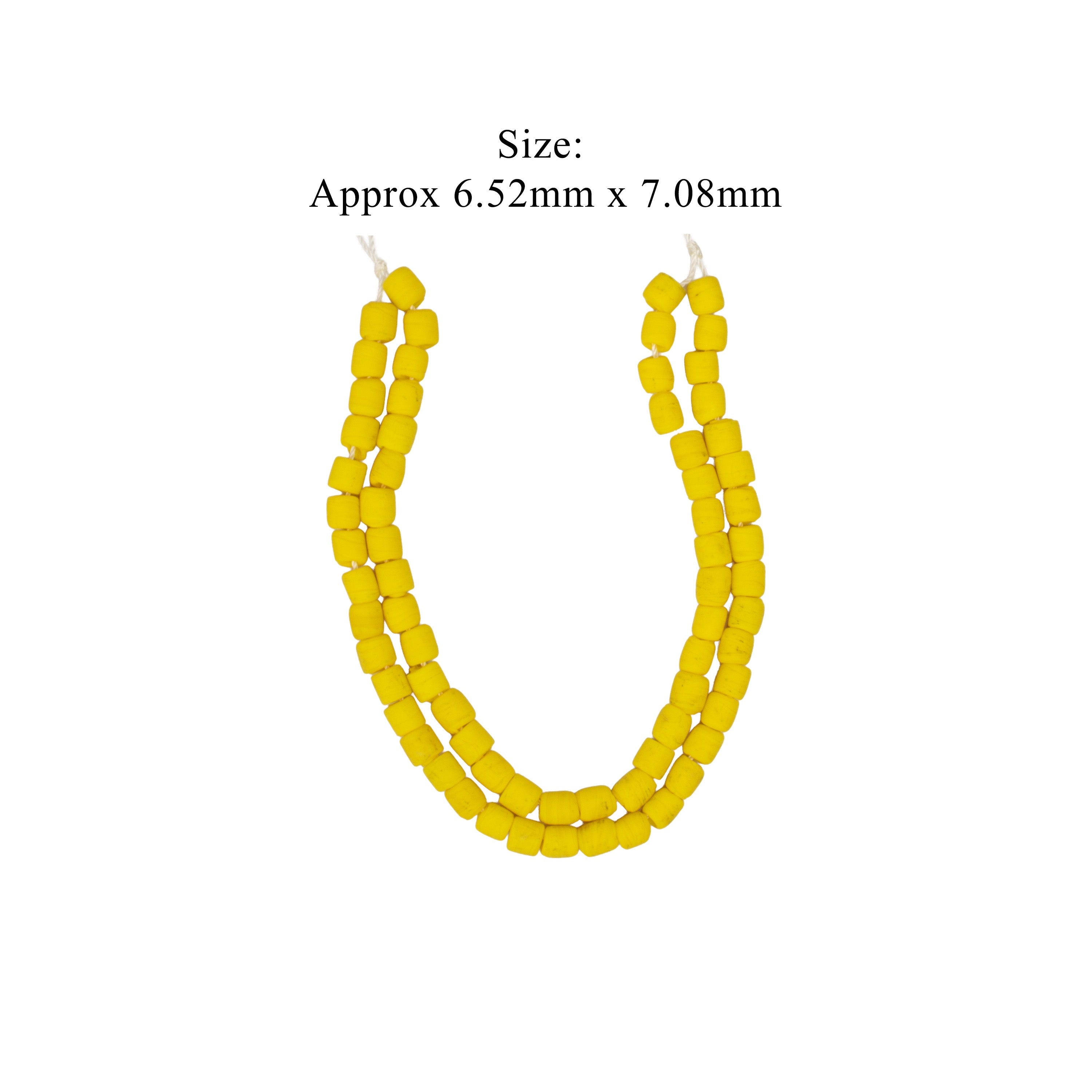 Glass Beads Drum Shape Sunny Yellow Approx 6.52X7.08mm 30gm 1 String