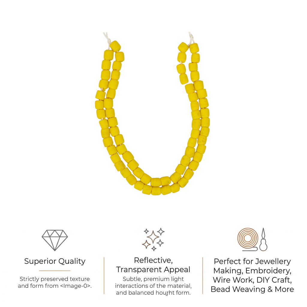 Glass Beads Drum Shape Sunny Yellow Approx 6.52X7.08mm 30gm 1 String