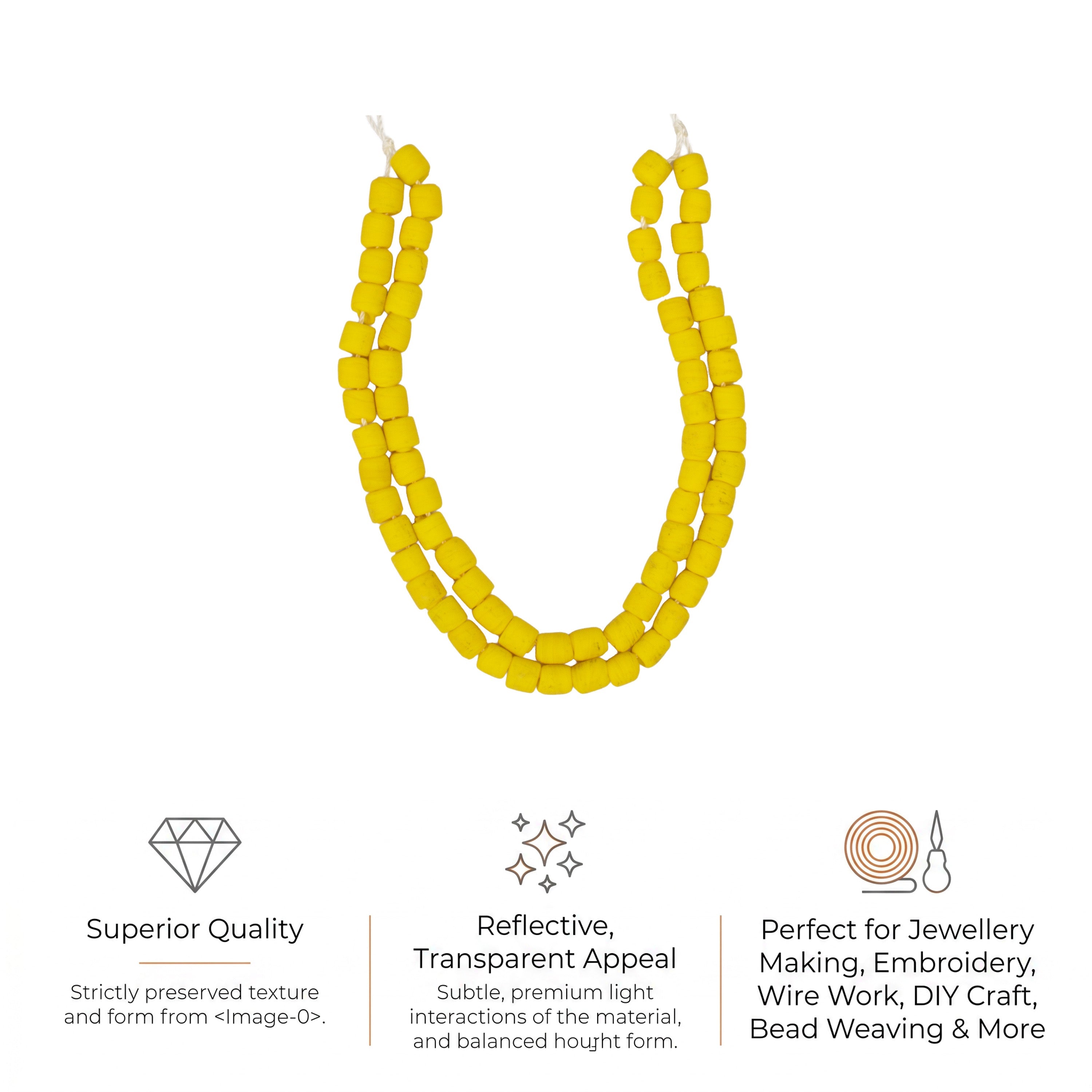 Glass Beads Drum Shape Sunny Yellow Approx 6.52X7.08mm 30gm 1 String