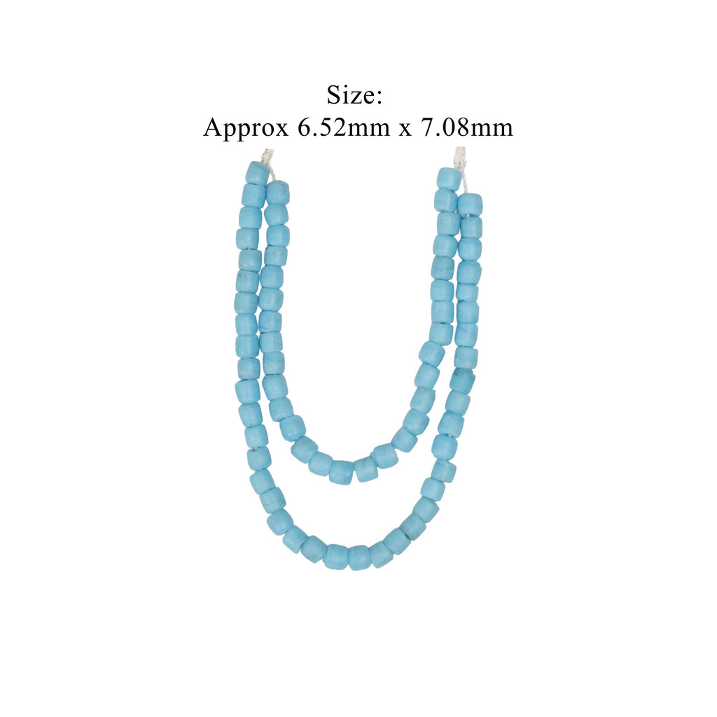 Glass Beads Drum Shape Marine Blue Approx 6.52X7.08mm 30gm 1 String