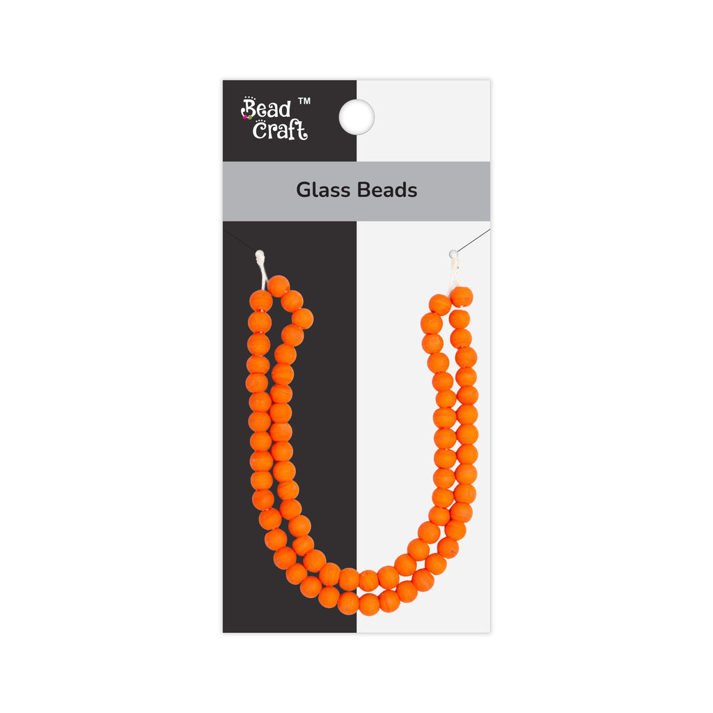 Glass Beads Round Shape Bright orange Approx 6.13X7.48mm 30gm 1 String