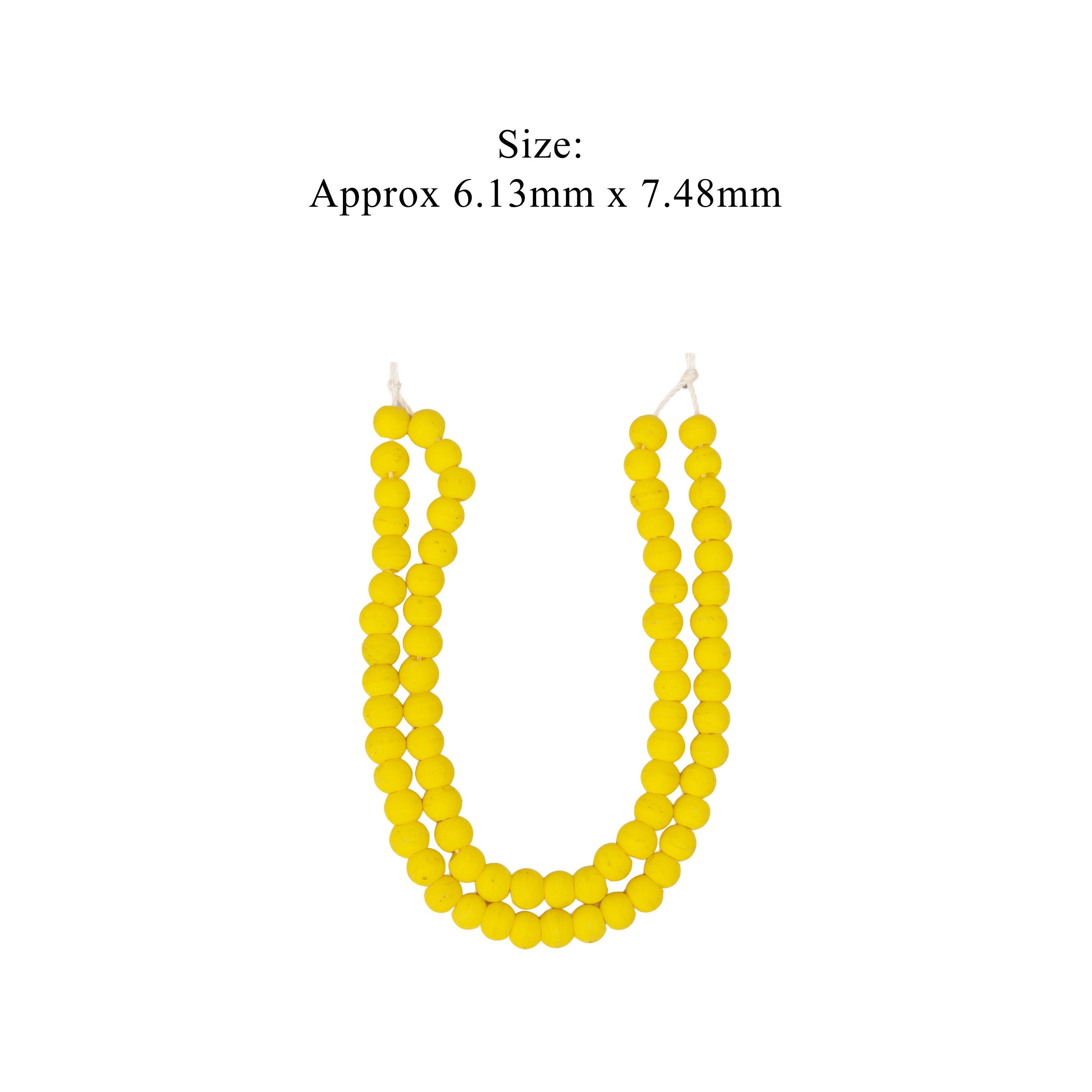 Glass Beads Round Shape Sunny Yellow Approx 6.13X7.48mm 30gm 1 String
