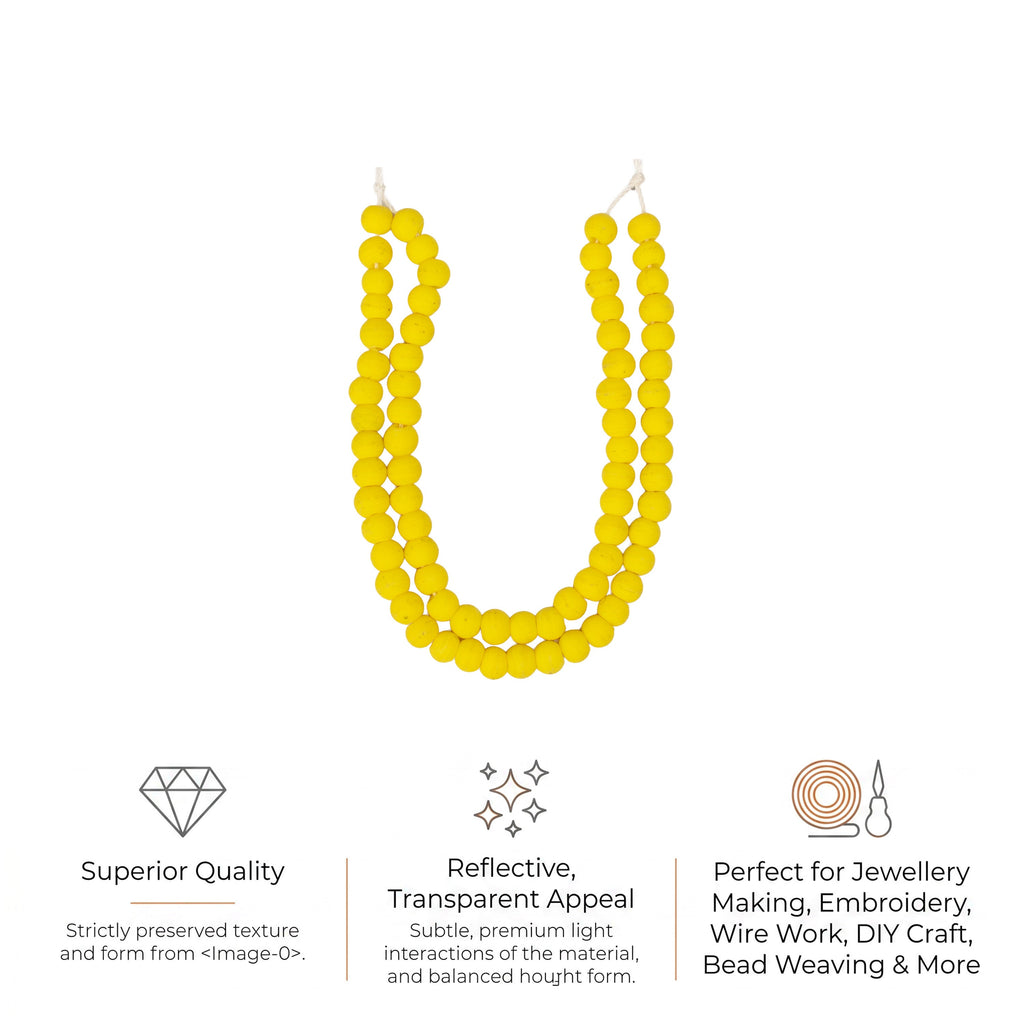 Glass Beads Round Shape Sunny Yellow Approx 6.13X7.48mm 30gm 1 String