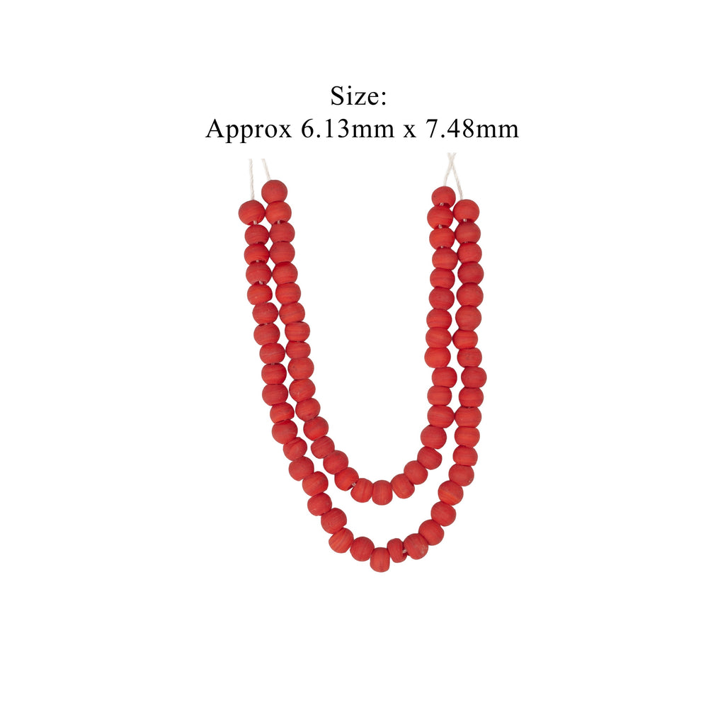 Glass Beads Round Shape Ruby Red Approx 6.13X7.48mm 30gm 1 String