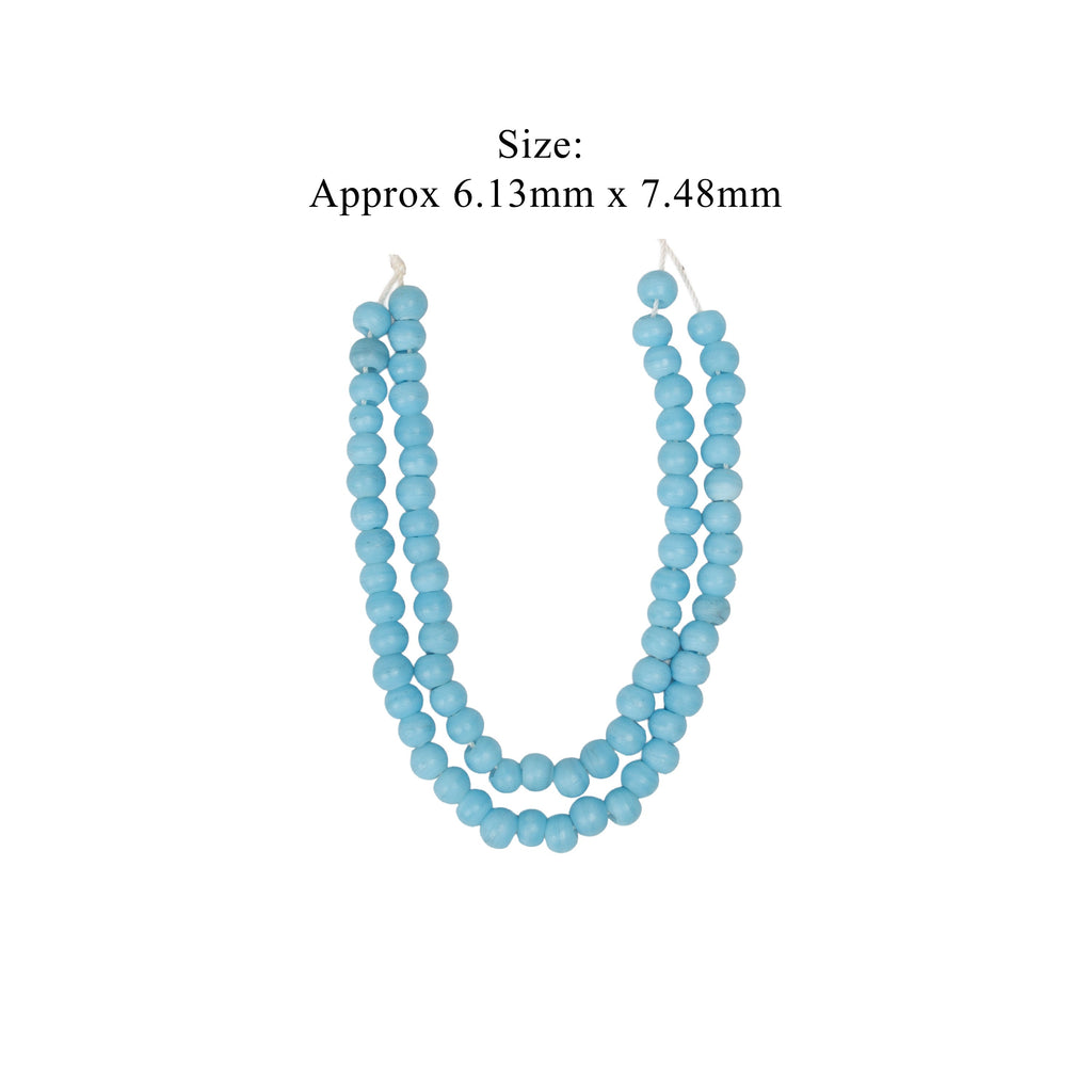 Glass Beads Round Shape Marine Blue Approx 6.13X7.48mm 30gm 1 String