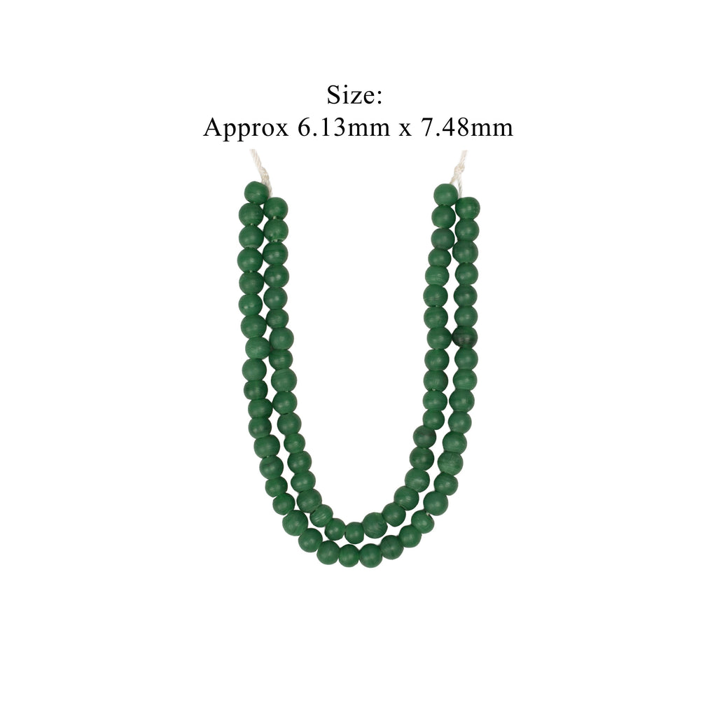 Glass Beads Round Shape Jade Green Approx 6.13X7.48mm 30gm 1 String