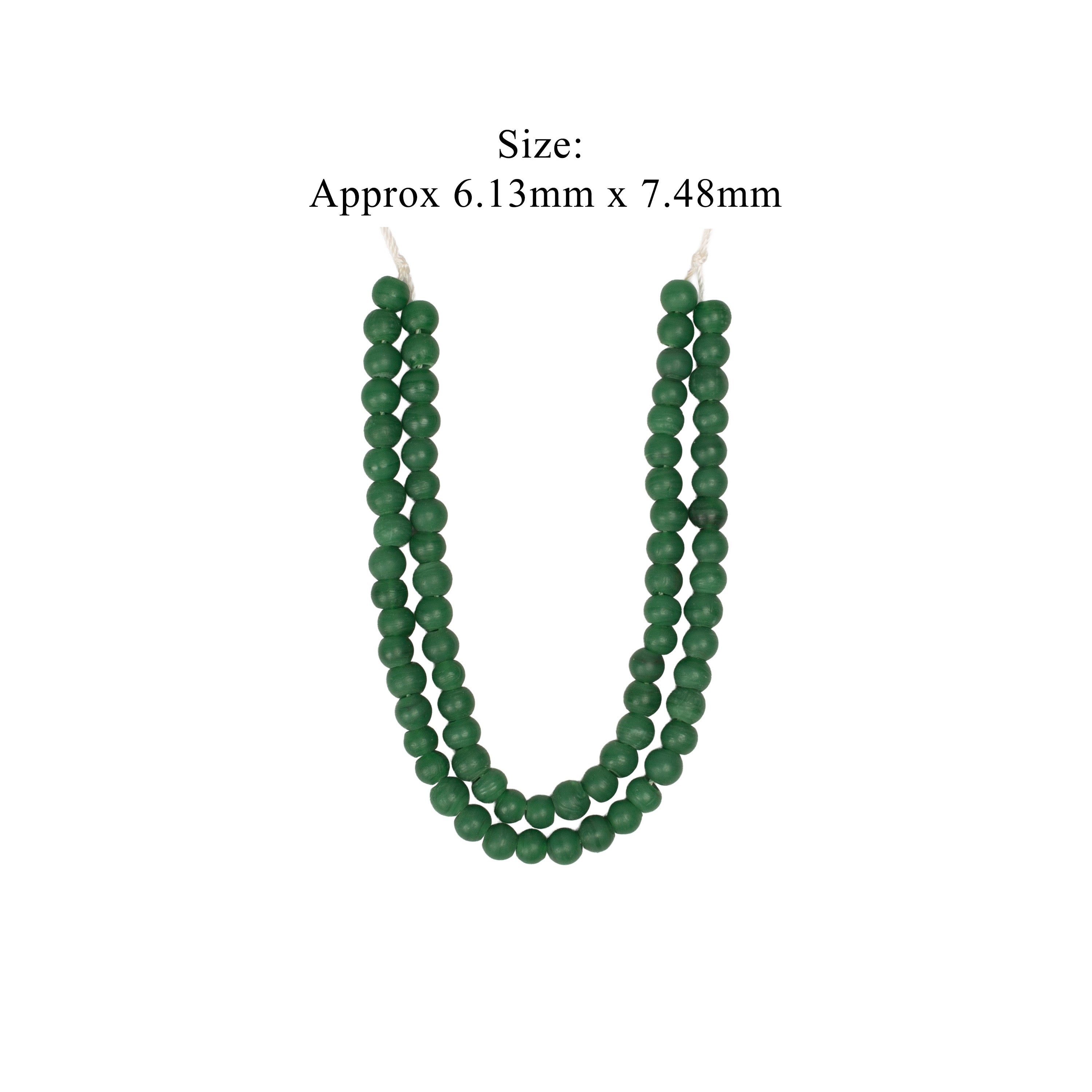 Glass Beads Round Shape Jade Green Approx 6.13X7.48mm 30gm 1 String