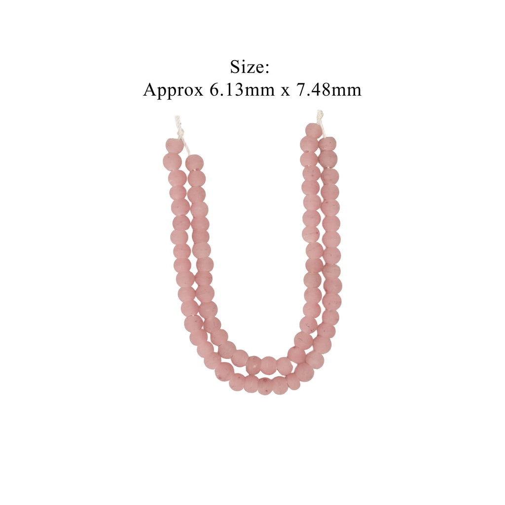 Glass Beads Round Shape Rose Pink Approx 6.13X7.48mm 30gm 1 String