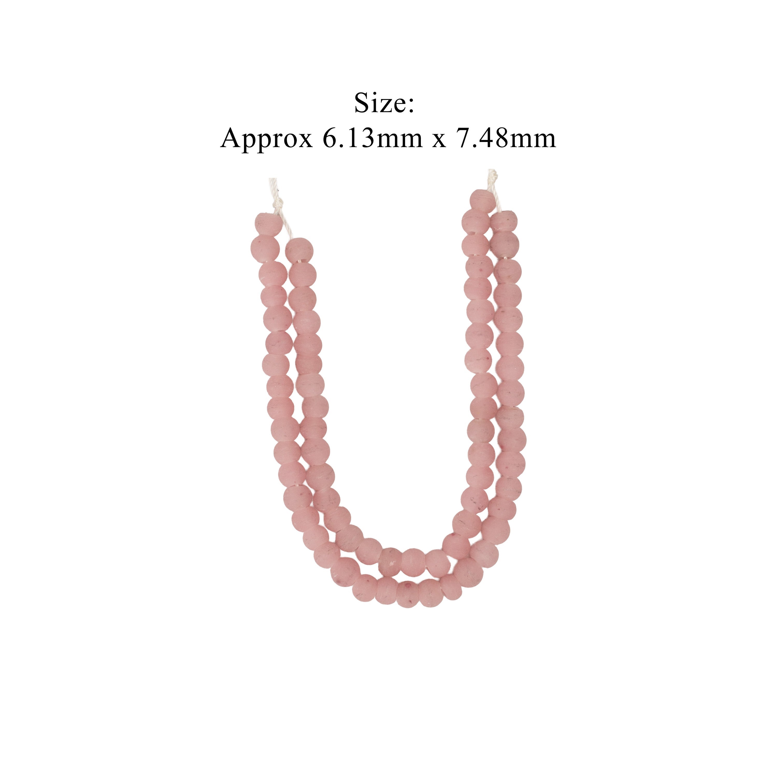 Glass Beads Round Shape Rose Pink Approx 6.13X7.48mm 30gm 1 String