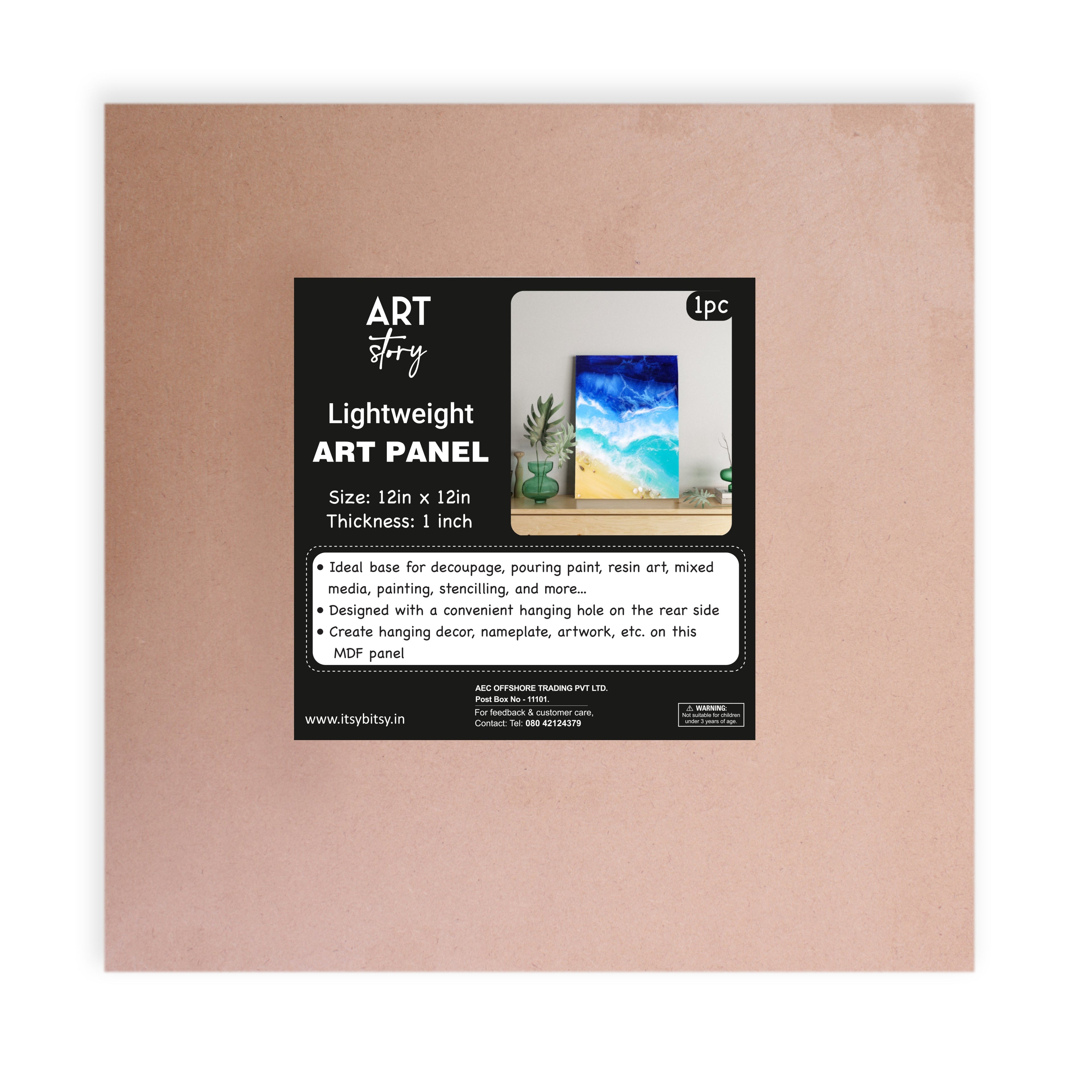 MDF Light Weight Art Panel 6 X 6 X 1Inch 3Mm Thick 1Pc Sw Lb