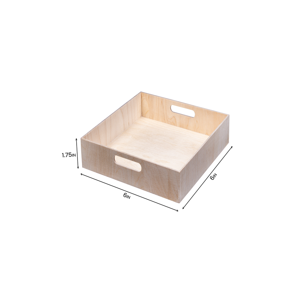 Wooden Gift Tray - Birch Wood, Square, L6in x W6in x H1.75in, 1 pc
