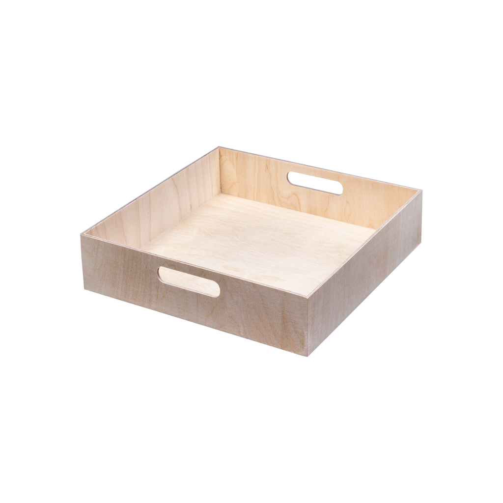 Wooden Gift Tray - Birch Wood, Square, L8in x W8in x H2in, 1 pc
