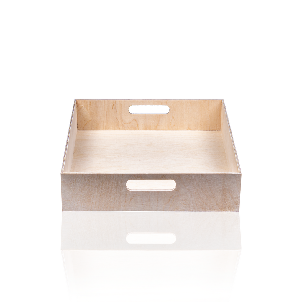 Wooden Gift Tray - Birch Wood, Square, L8in x W8in x H2in, 1 pc