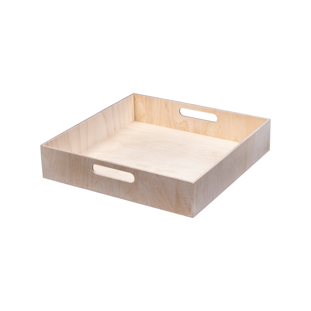 Wooden Gift Tray - Birch Wood, Square, L10in x W10in x H2.25in, 1 pc