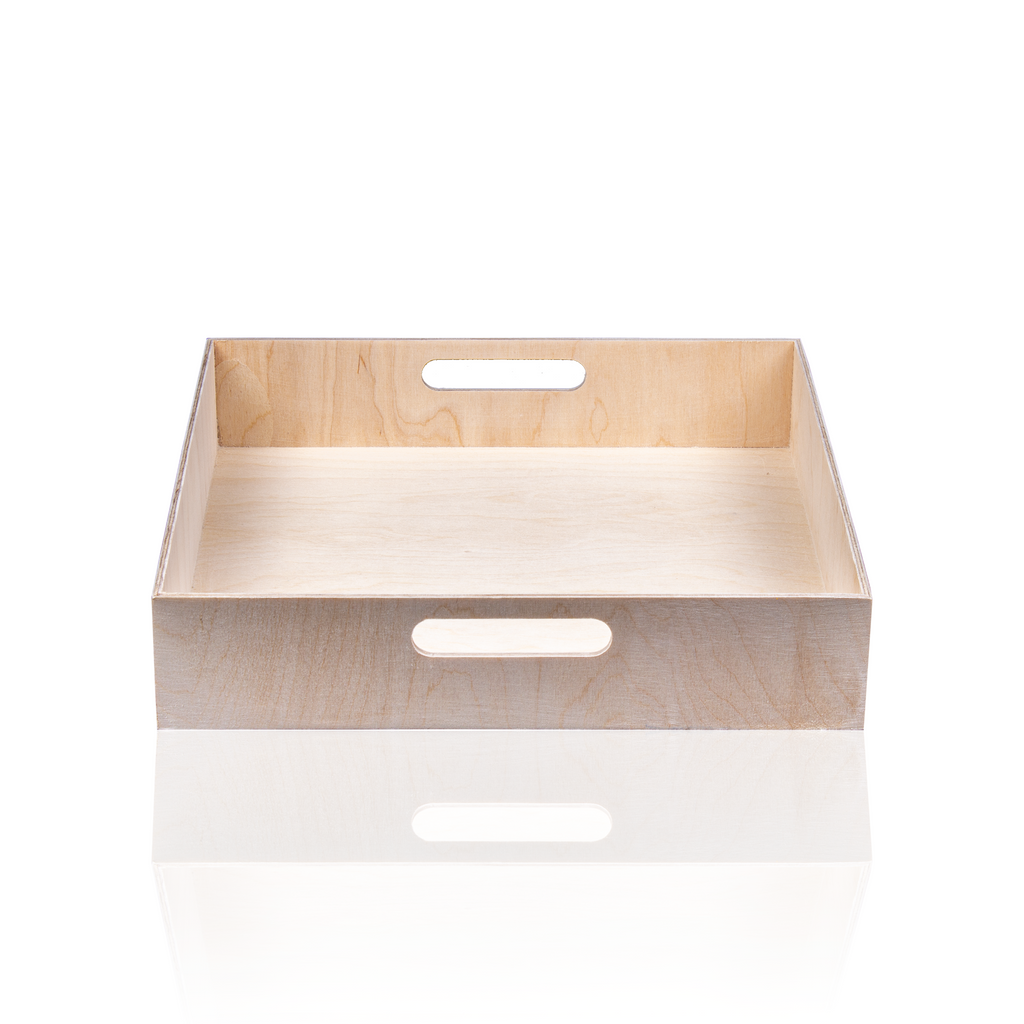 Wooden Gift Tray - Birch Wood, Square, L10in x W10in x H2.25in, 1 pc