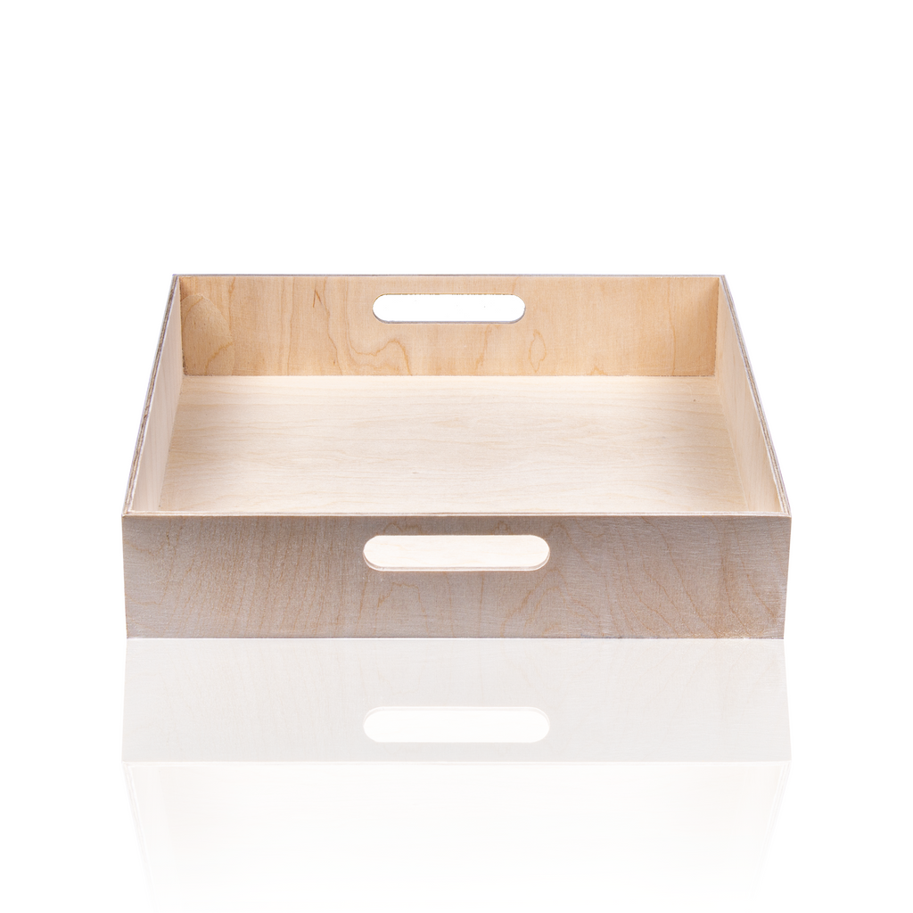 Wooden Gift Tray - Birch Wood, Square L12in x W12in x H2.25in, 1 pc