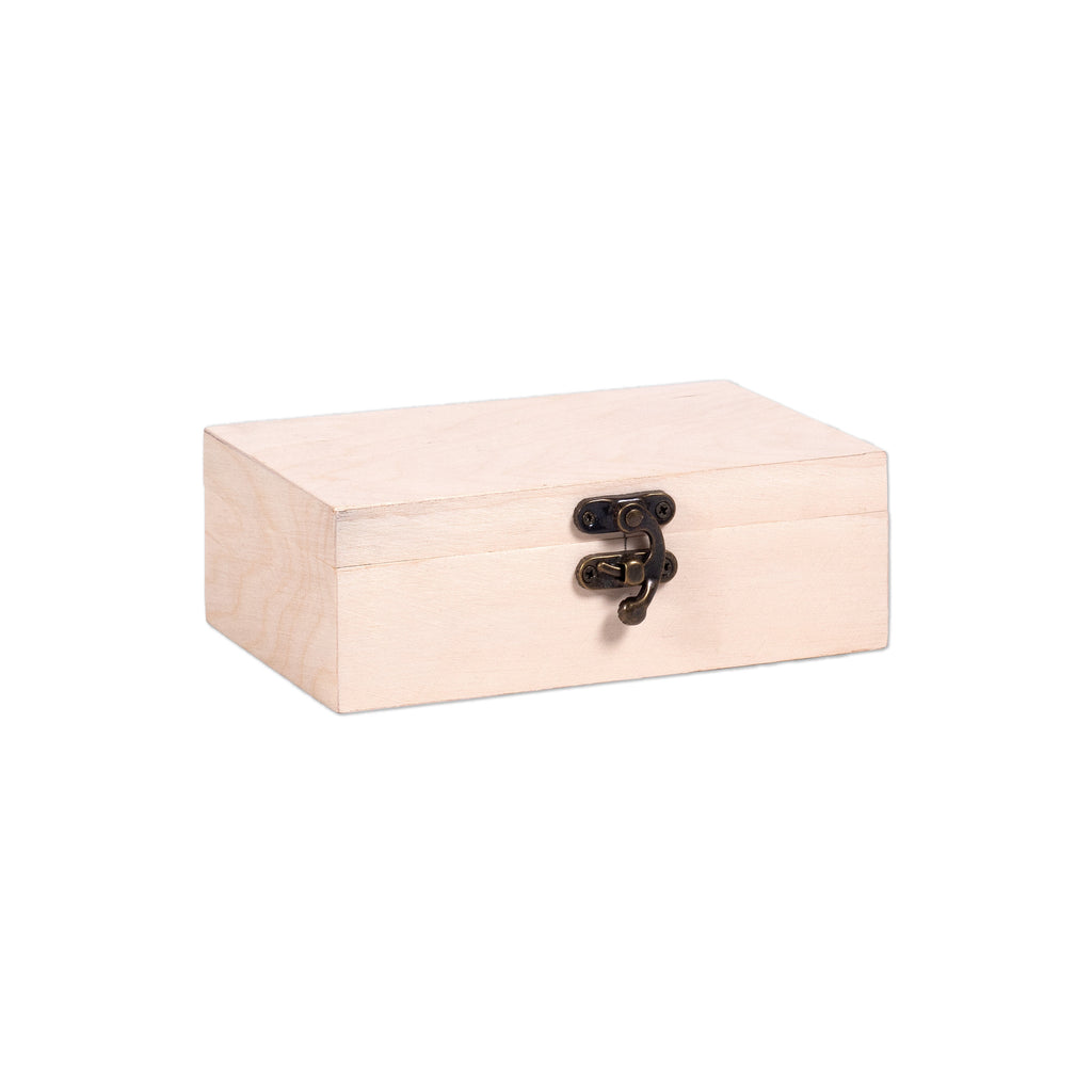 Birch Wood Waterproof Box With Metal Latch L6 X W4 X H2inch 1pc