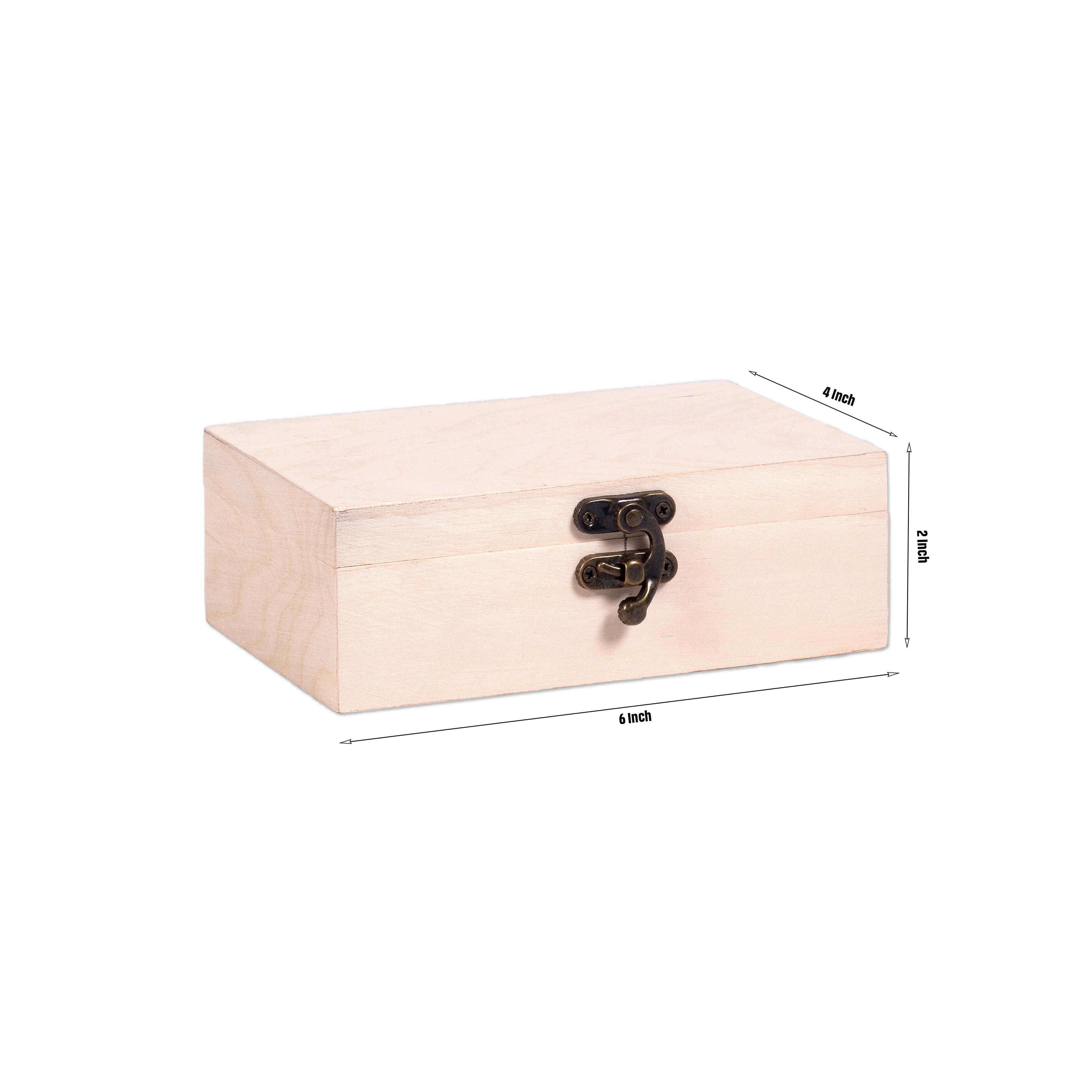 Birch Wood Waterproof Box With Metal Latch L6 X W4 X H2inch 1pc