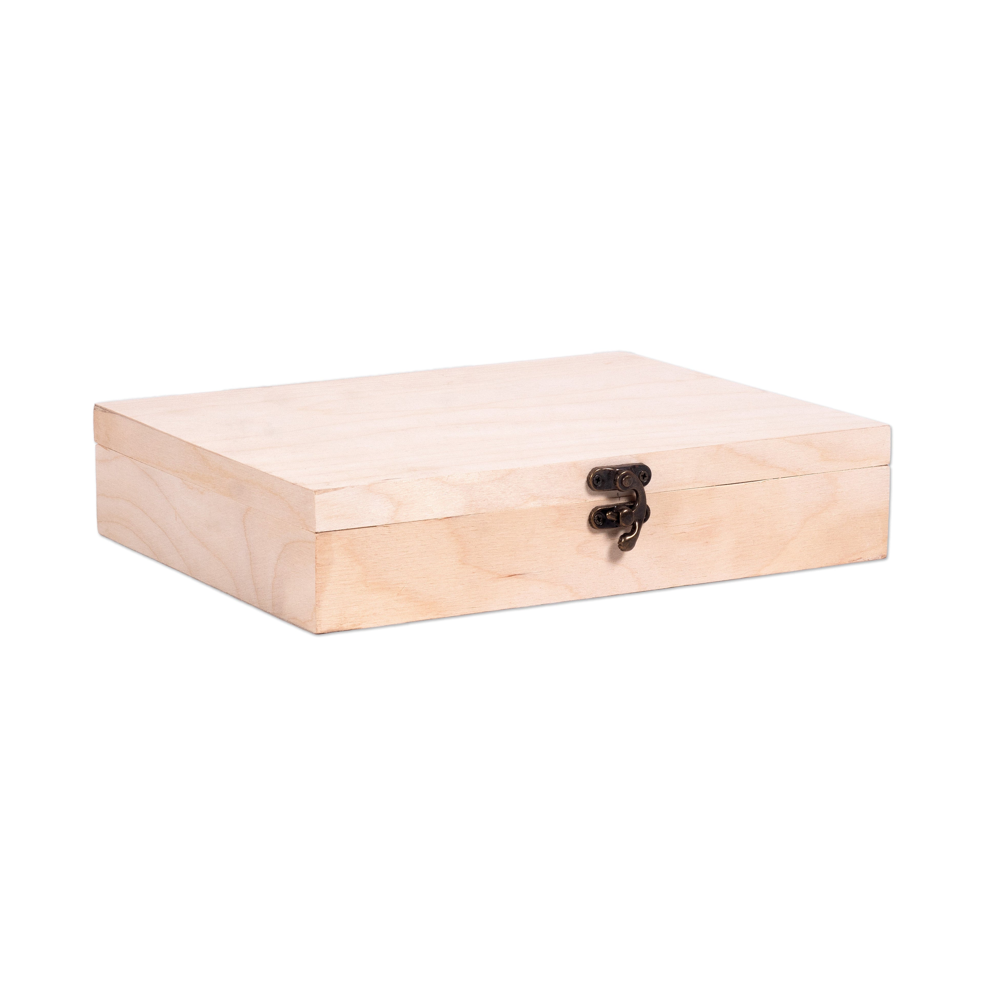 Birch Wood Waterproof Box With Metal Latch L10 X W8 X H2inch 1pc