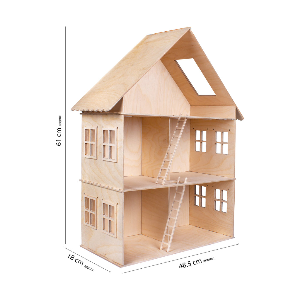 Build & Play Wooden Doll House 1pc