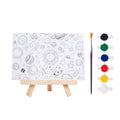 Paintable Pre-Printed Panel with Easel & Paints - Amazing Space, Approx 4in x6inch, Easel size 11cm, 1pc