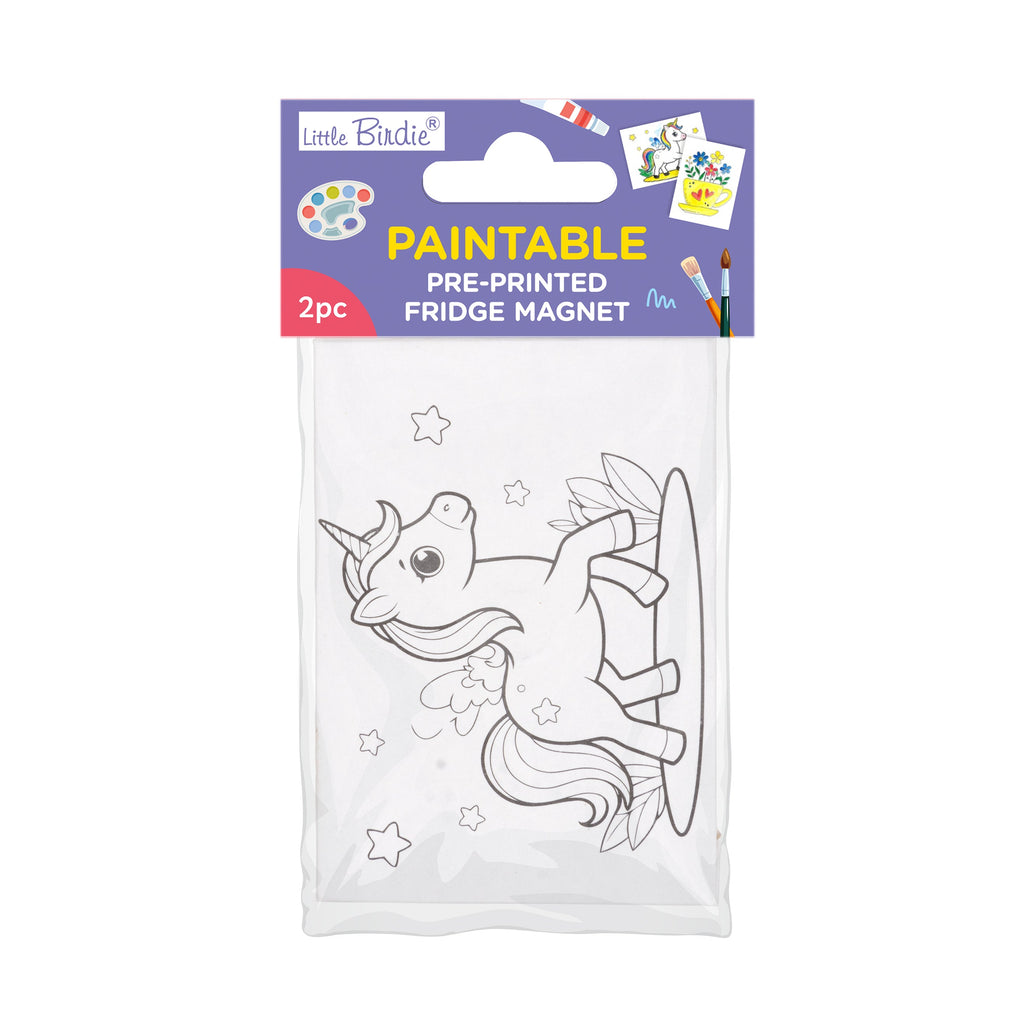 Paintable Pre-printed Fridge Magnet Unicorn 3 x2.25inch 1mm Thick 2pc
