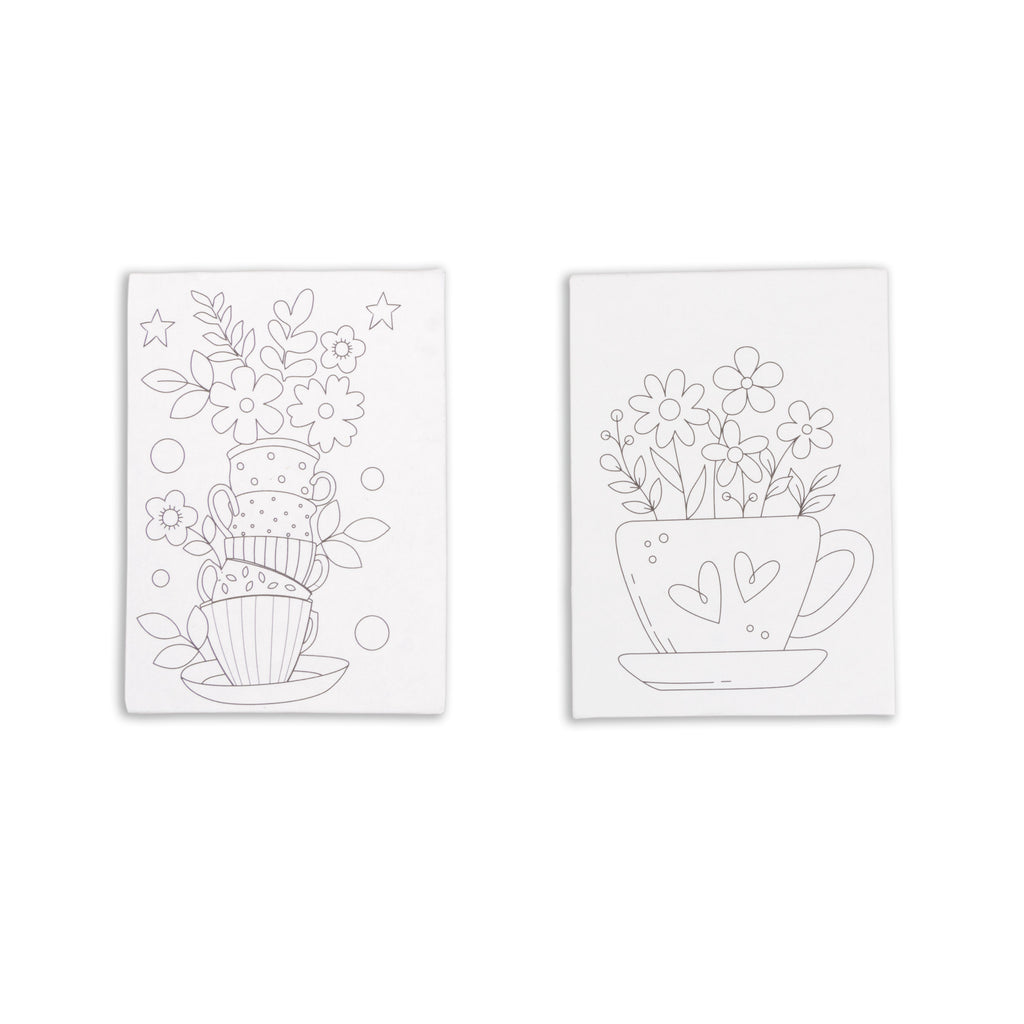 Paintable Pre-printed Fridge Magnet Floral Cup 3 x2.25inch 1mm Thick 2pc
