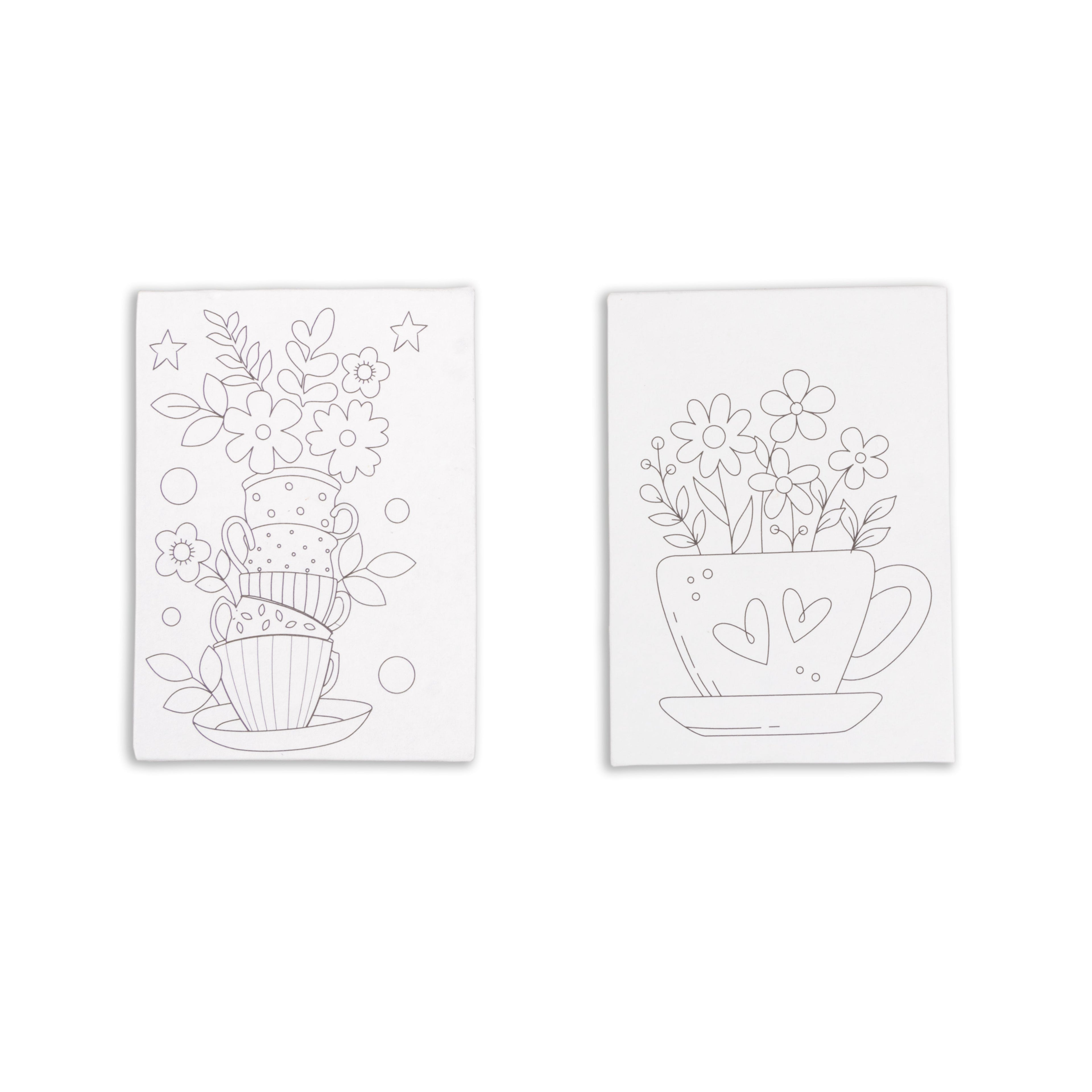 Paintable Pre-printed Fridge Magnet Floral Cup 3 x2.25inch 1mm Thick 2pc