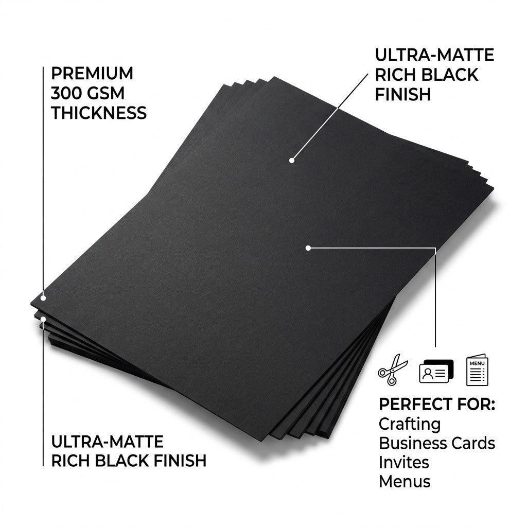 Cardstock Velvet Black A4 260gsm 1Sheet