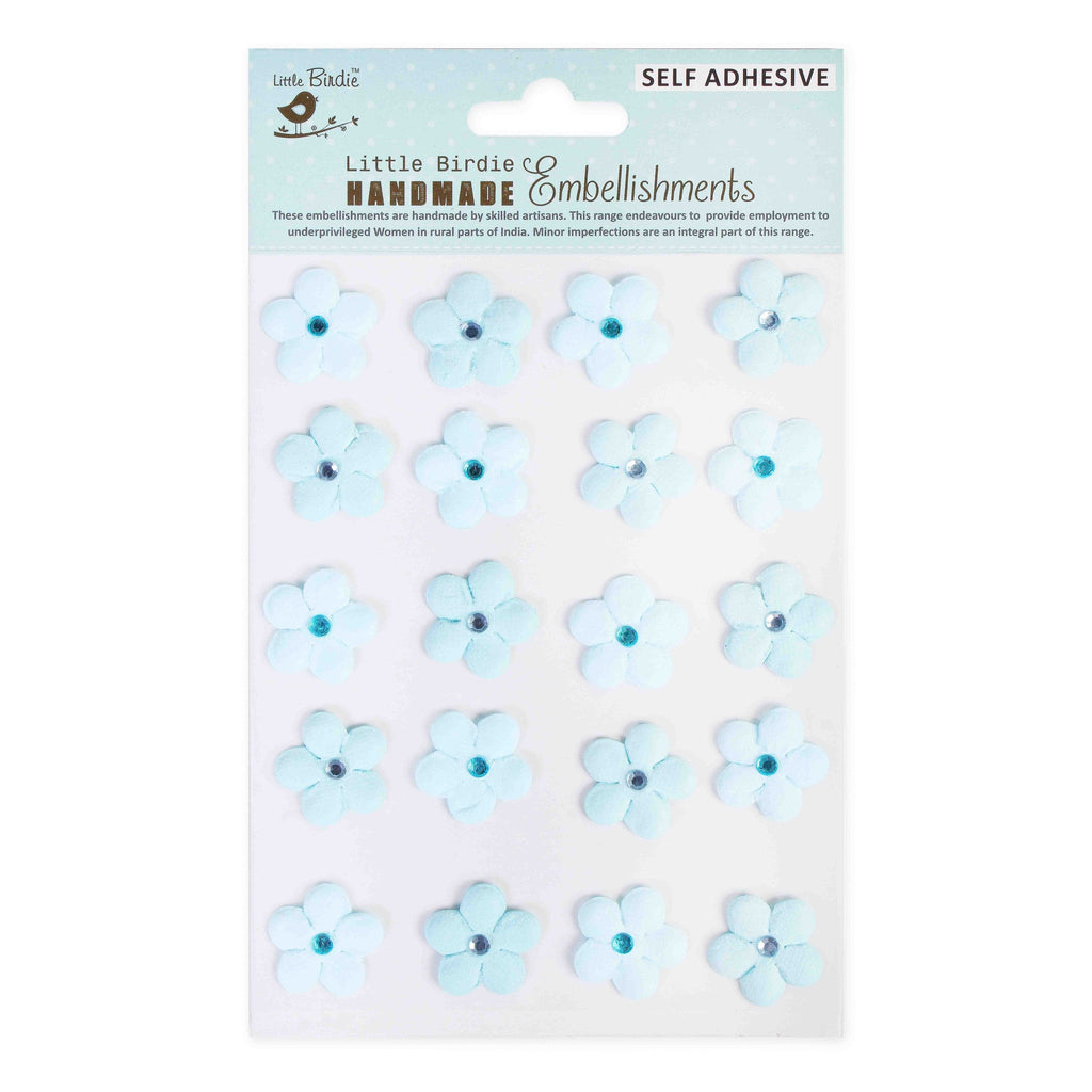 Embossed Jewelled Daisies Blue 20Pc Little Birdie