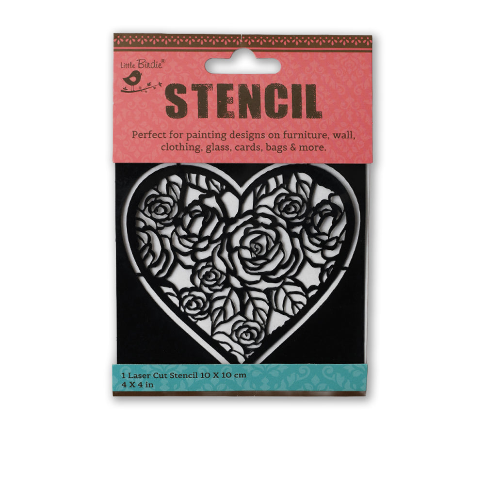 Stencil Rosy Heart 4 X 4Inch 1Pc