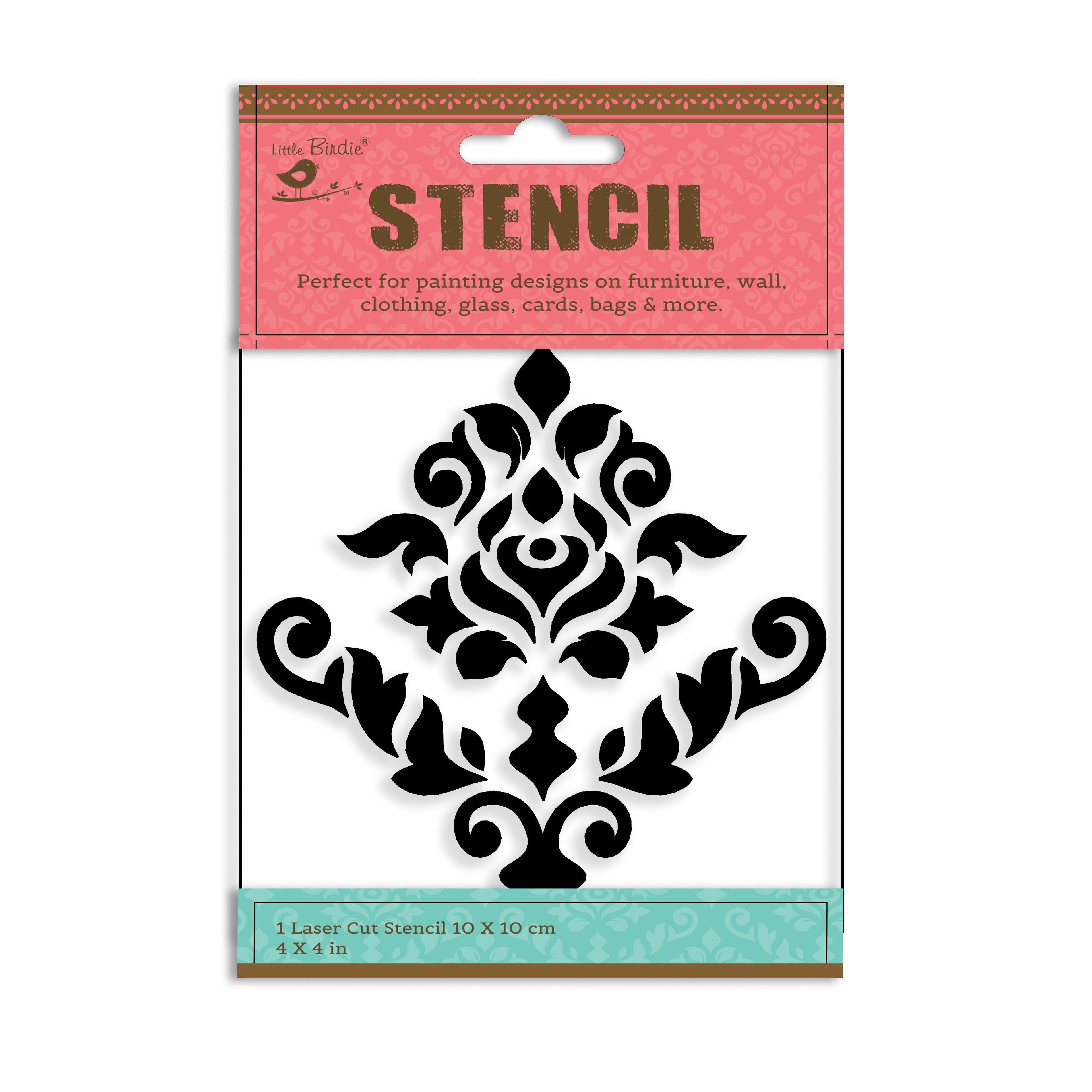 Stencil Damask Flame 4 X 4Inch 1Pc Pbci Lb