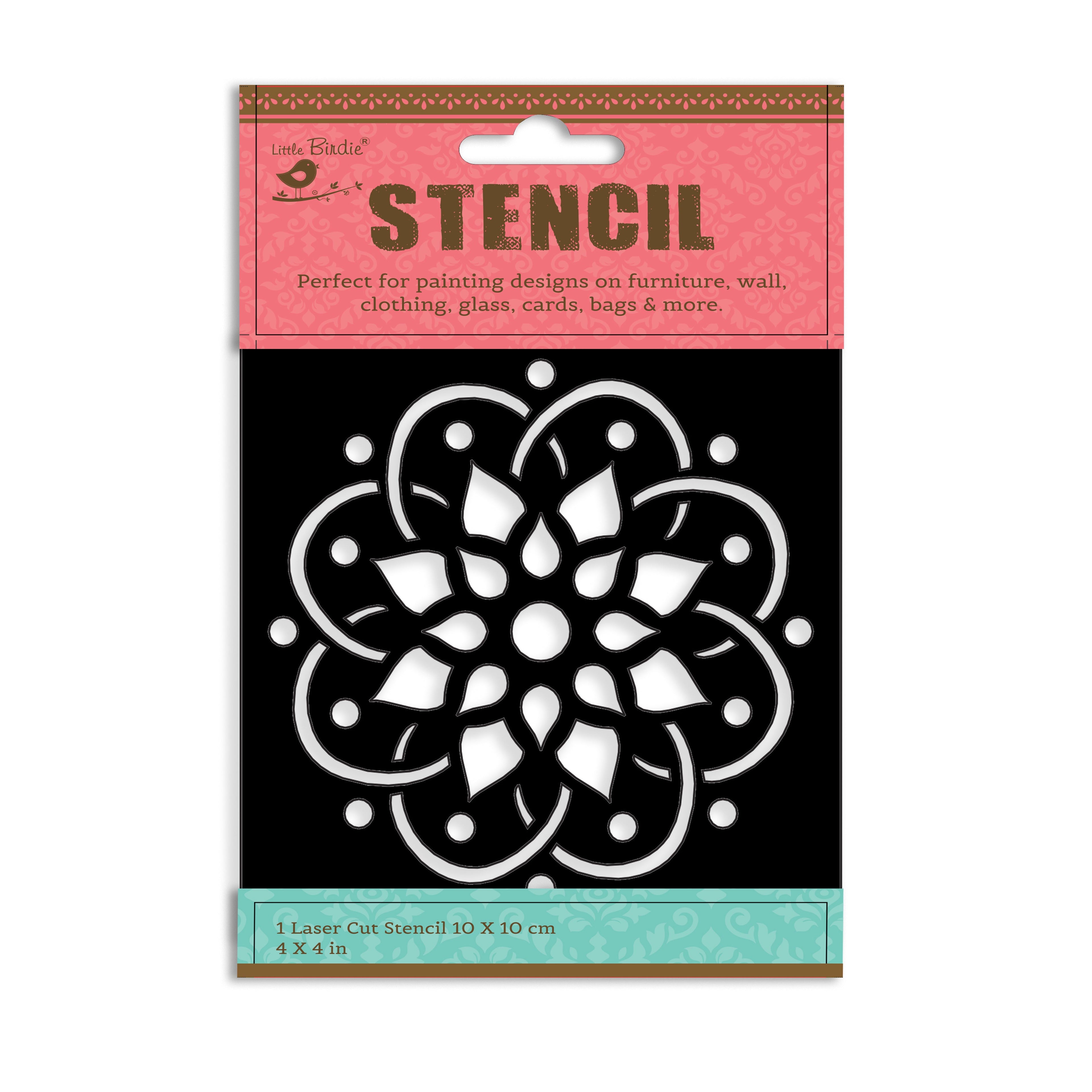 Stencil Dahlia Mandala 4 X 4Inch 1Pc Pbci Lb