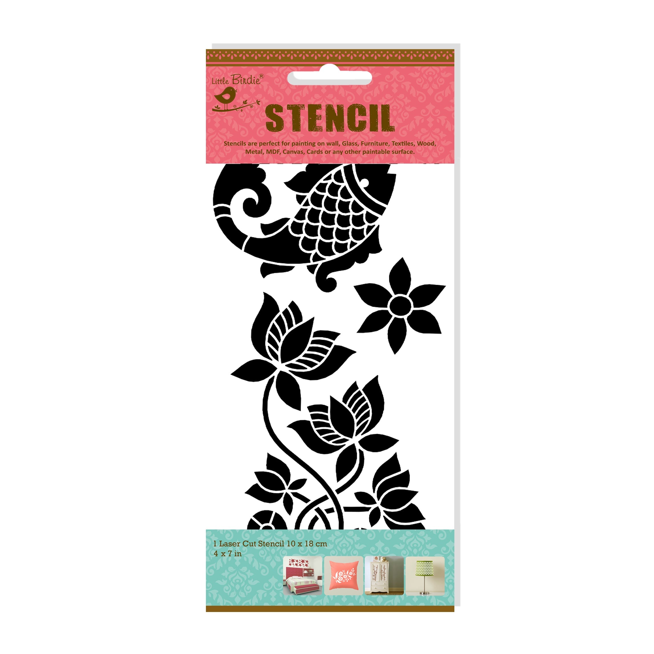 Stencil Fleur Fish 4 X7Inch 1Pc Pbci Lb