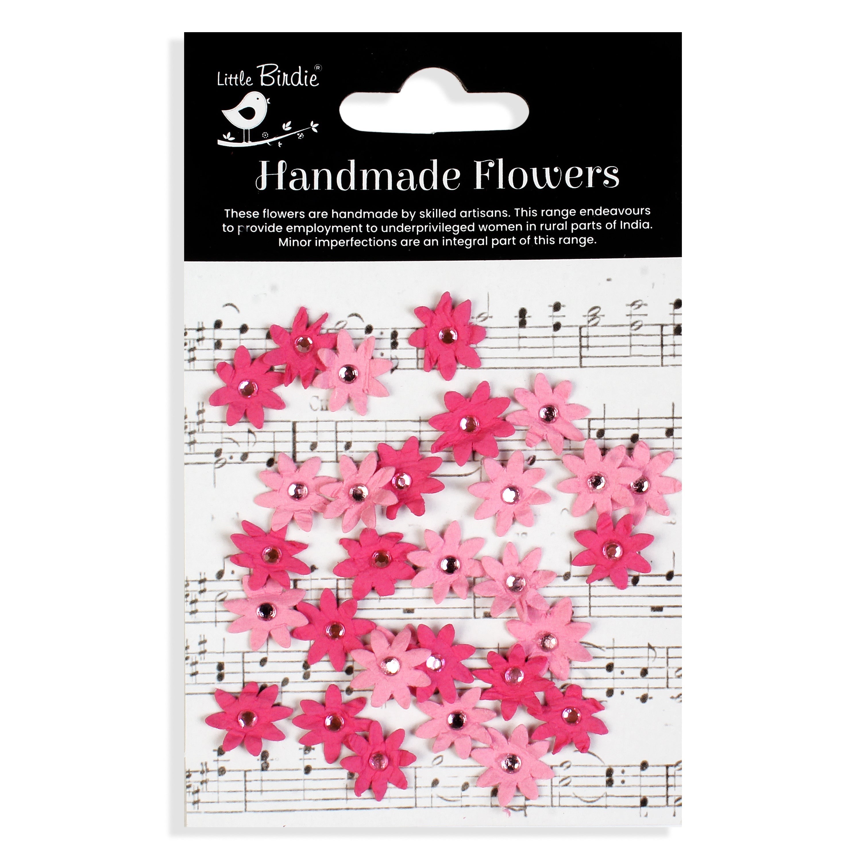 Handmade flowers Precious Pink Micro Jewelled Florettes Approx 1.5Cm 30Pc Pbci Lb