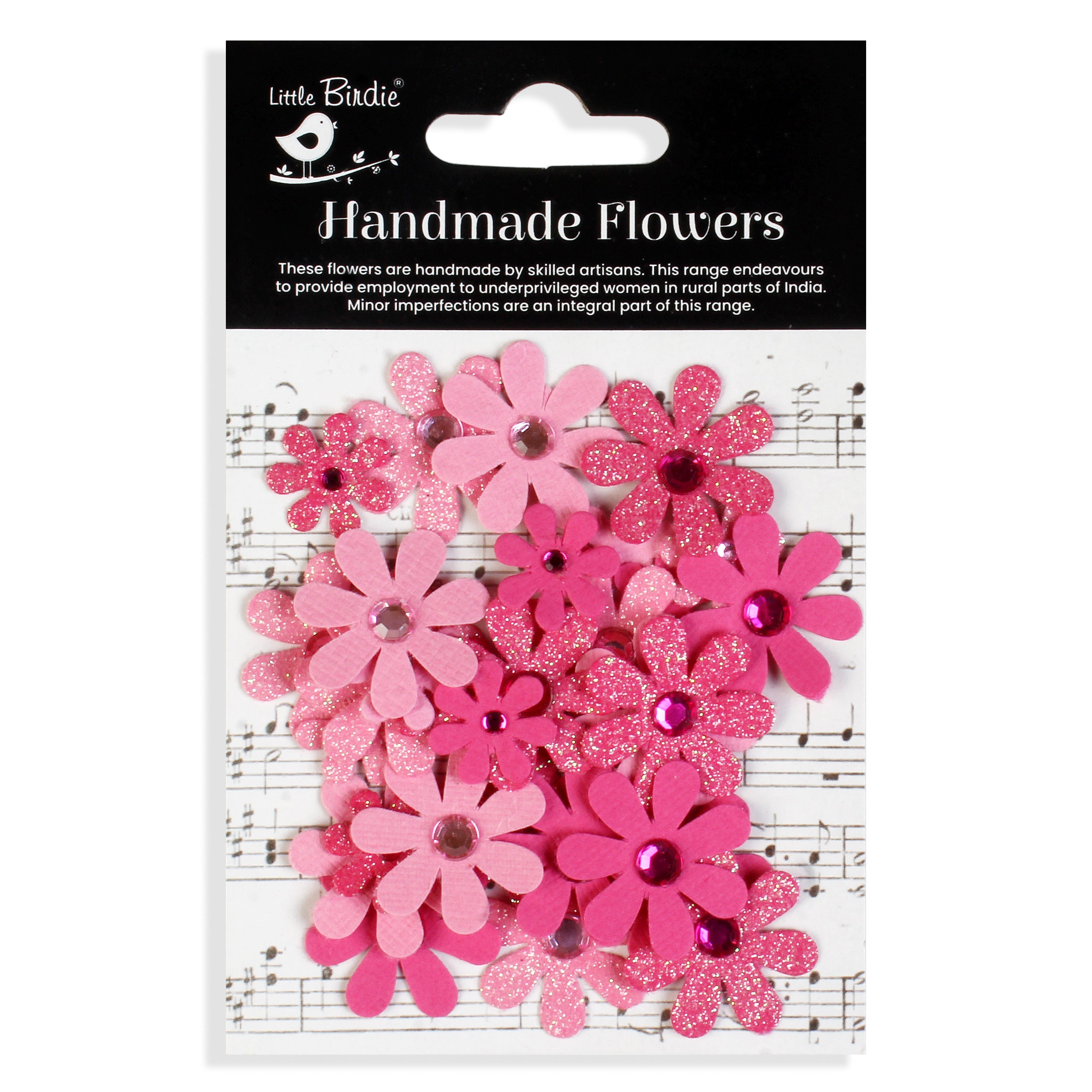 Handmade flowers Precious Pink Sparkle Florettes Approx 1.5 &2.5Cm 30Pc Pbci Lb